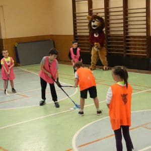 Training with mascot BOGÍSEK